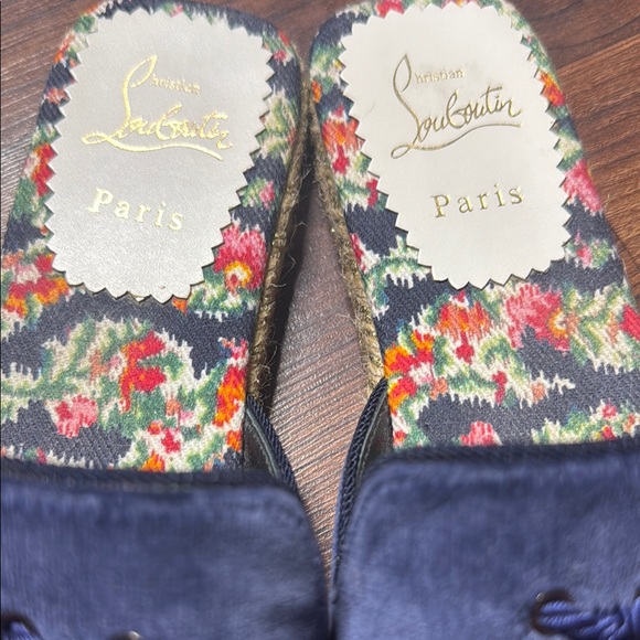 Christian Louboutin Dark Blue Espadrilles with Floral Insole - Picture 5 of 6